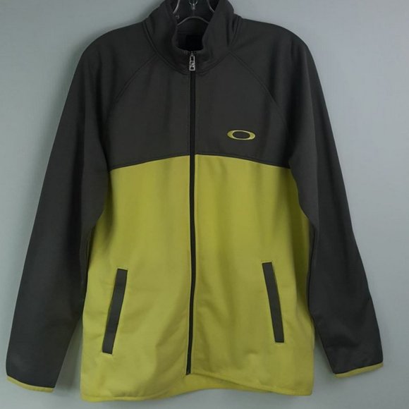OAKLEY Men size M  Sweatshirt Athletic Jacket Zipped Up NWT Lime Green and Gray - Picture 3 of 9